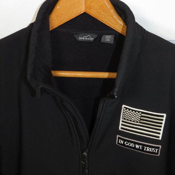 Eddie Bauer Rugged Ripstop Soft Shell Jacket Men's LG Black EB534 *FLAG LOGO - Picture 3 of 4